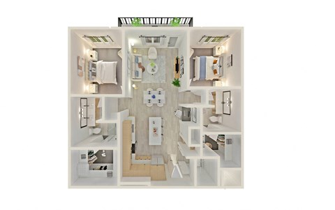 Floor plan for 2 beds, 2 baths, 1160 sqft