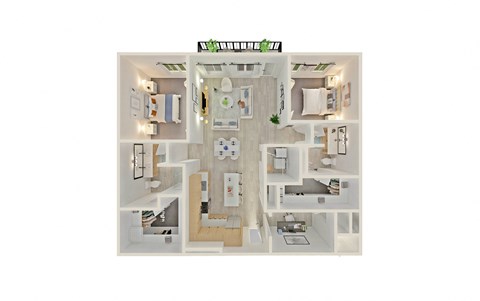Floor plan for 2 beds, 2 baths, 1461 sqft