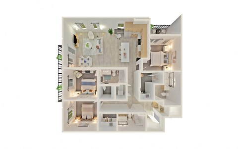 Floor plan for 3 beds, 3 baths, 1551 sqft