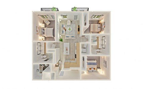 Floor plan for 3 beds, 2 baths, 1325 sqft