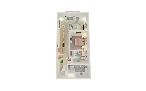 Floor plan for studio, 1 bath, 603 sqft