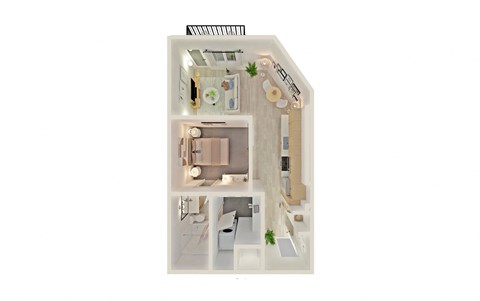 Floor plan for studio, 1 bath, 694 sqft