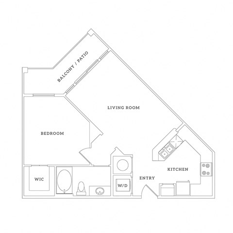 Floor plan for 1 bed, 1 bath, 718 sqft