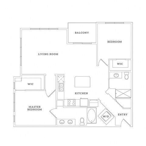 Floor plan for 2 beds, 2 baths, 1199 sqft