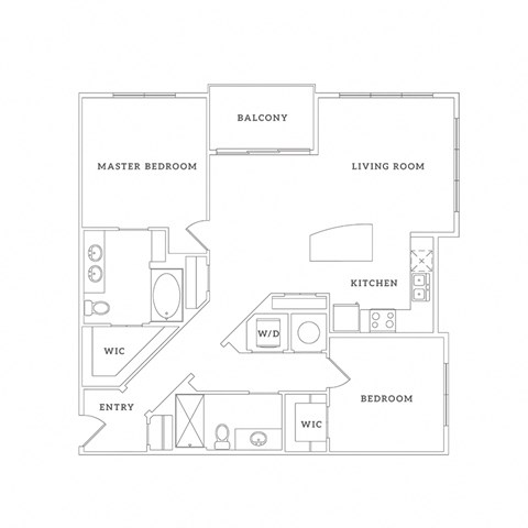 Floor plan for 2 beds, 2 baths, 1189 sqft