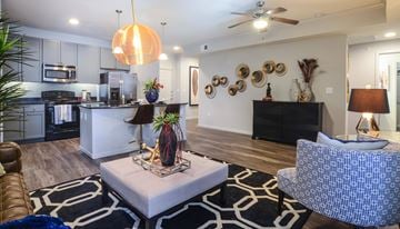 Austin apartment for rent - a living room with a couch and a table