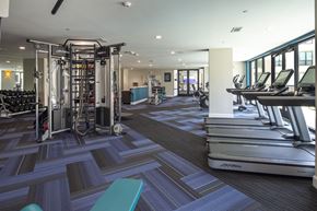 Rosenberg apartment for rent - a gym with cardio machines and weights on the floor