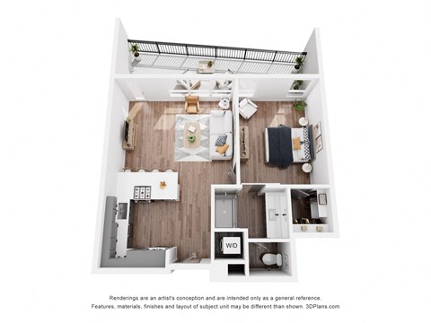 Floor plan for 1 bed, 1 bath, 826 sqft