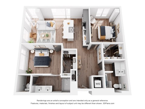 Floor plan for 2 beds, 2 baths, 1176 sqft