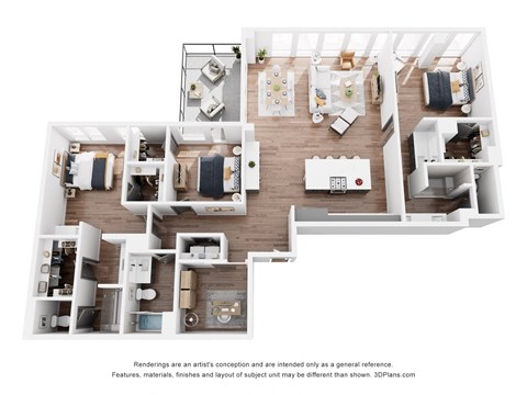Floor plan for 3 beds, 3 baths, 2125 sqft