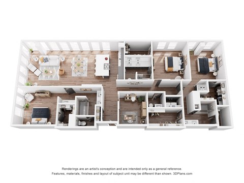 Floor plan for 3 beds, 3.5 baths, 2338 sqft