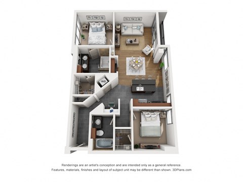 Floor plan for 2 beds, 2 baths, 1426 sqft