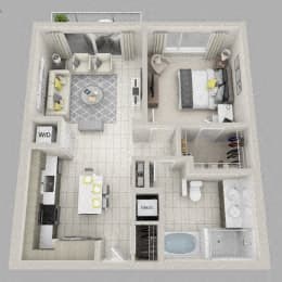 Floor plan for 1 bed, 1 bath, 815 sqft