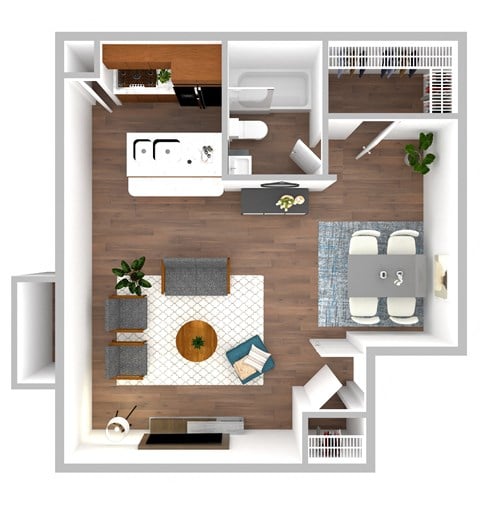 Floor plan for studio, 1 bath, 484 sqft