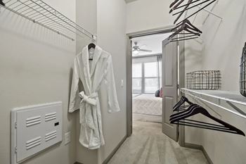 Large closets with shelves