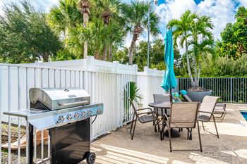 Outdoor space with seating and barbeques