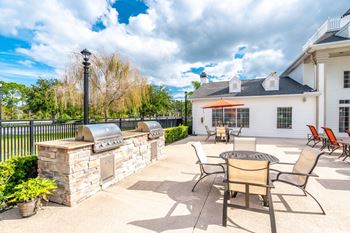 Outdoor space with seating and barbeques