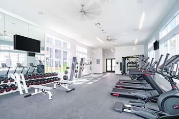Fitness center with top-of-the-line equipment and free weights