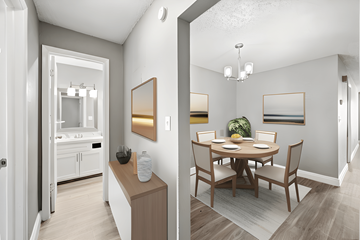 Fort Myers apartment for rent - a living room and a dining room with a table and chairs