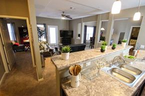 Antioch apartment for rent - a kitchen with a counter top and a living room