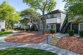 El Paso apartment for rent - A tree in front of a building with a staircase.