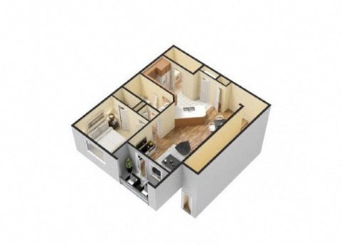 Floor plan for 1 bed, 1 bath, 787 sqft