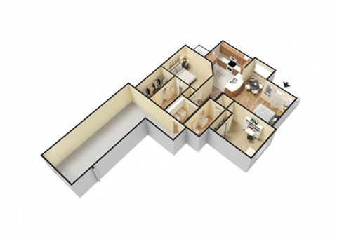 Floor plan for 2 beds, 2 baths, 1056 sqft