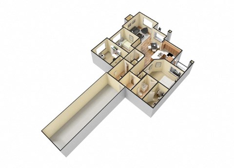 Floor plan for 3 beds, 2 baths, 1187 sqft