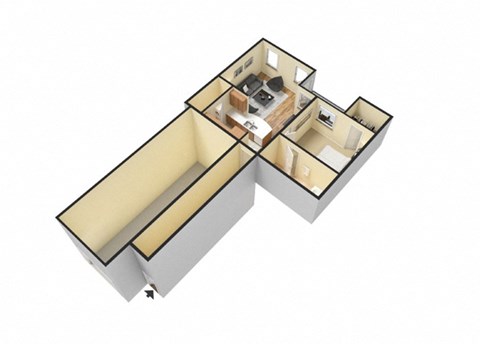 Floor plan for 1 bed, 1 bath, 758 sqft