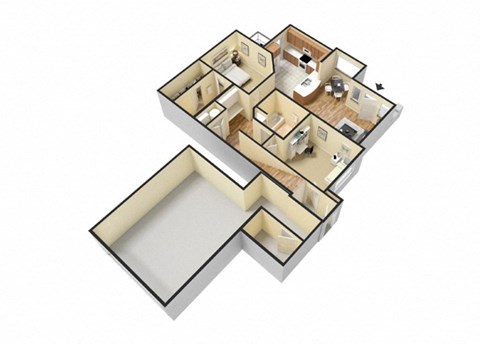 Floor plan for 2 beds, 2 baths, 1150 sqft