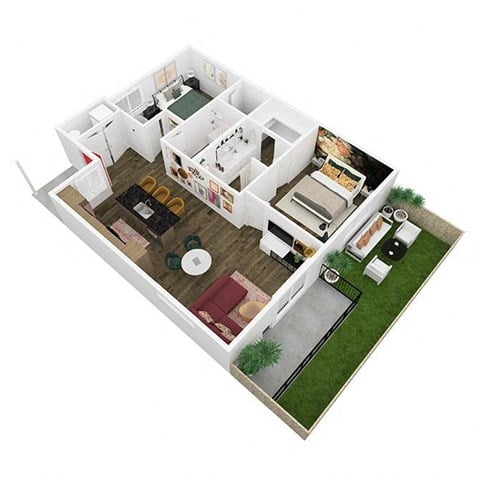 Floor plan for 2 beds, 2 baths, 1088 sqft