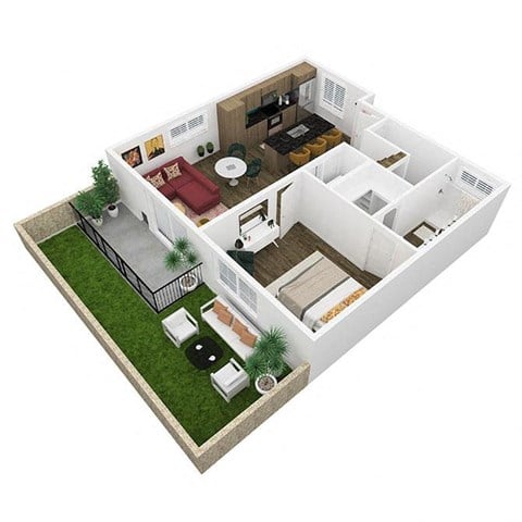 Floor plan for 3 beds, 2 baths, 1391 sqft