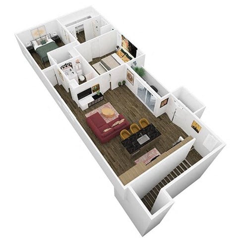 Floor plan for 2 beds, 2 baths, 1260 sqft