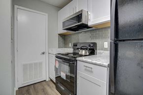 Jacksonville apartment for rent - a kitchen with a stove and a refrigerator
