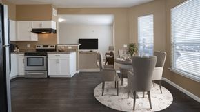 Houston apartment for rent - a kitchen and dining room with a table and chairs