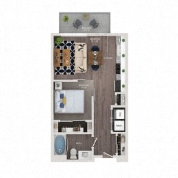 Floor plan for studio, 1 bath, 532 sqft