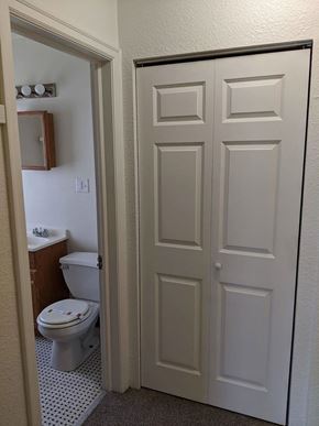 St Paul apartment for rent - an overhead view of a bathroom with a toilet and sink