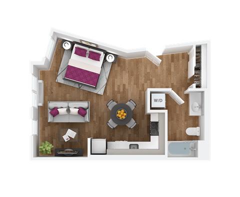 Floor plan for studio, 1 bath, 532 sqft