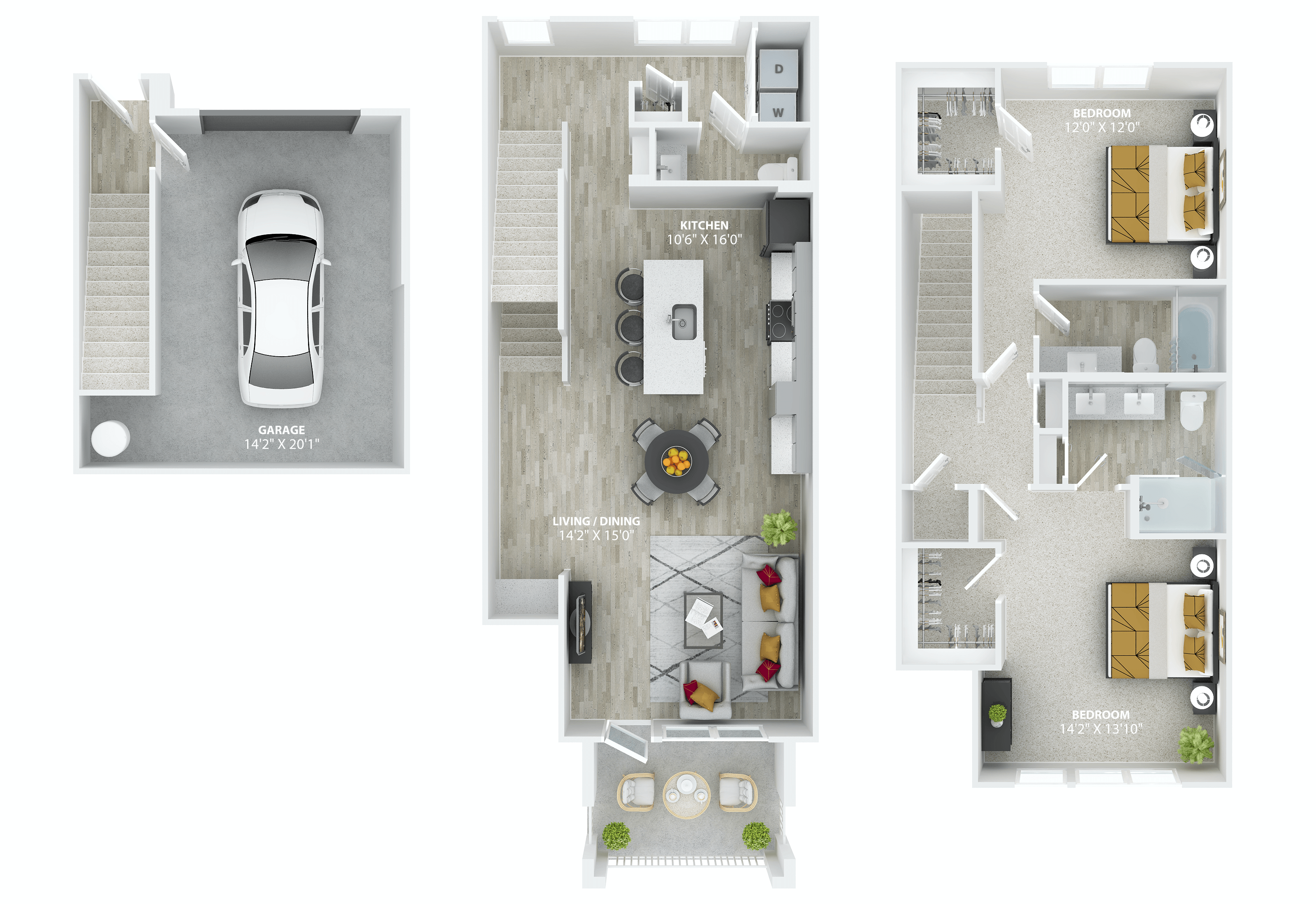 Floor plan for 2 beds, 2 baths, 1575 sqft