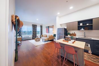 Modern kitchen and living room