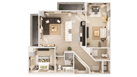 Floor plan for 2 beds, 1.5 baths, 1147 sqft