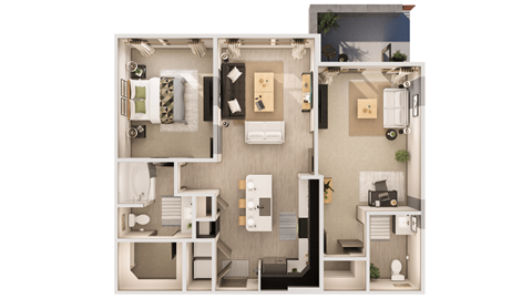 Floor plan for 2 beds, 1.5 baths, 1109 sqft
