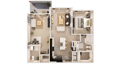 Floor plan for 2 beds, 1.5 baths, 1095 sqft