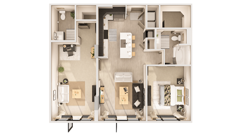 Floor plan for 2 beds, 1.5 baths, 1141 sqft