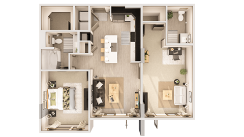 Floor plan for 2 beds, 1.5 baths, 1073 sqft