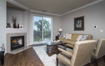 Living room with plank flooring