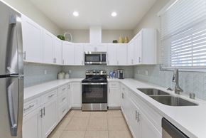 North Highlands apartment for rent - Kitchen with white cabinets at Norden Terrace Apartments, California, 95660
