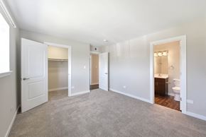 Willowbrook apartment for rent - Carpeted bedroom with walk-in closet and ensuite bathroom at Photo Gallery Apartments, Illinois