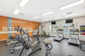 Gym with treadmills
