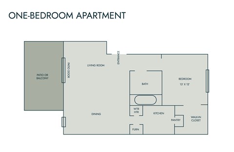 Floor plan for 1 bed, 1 bath, 690 sqft